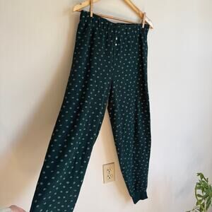 Madewell Waffle-Knit Pajama Pants in Ditsy Floral Forest Green Teal Size M